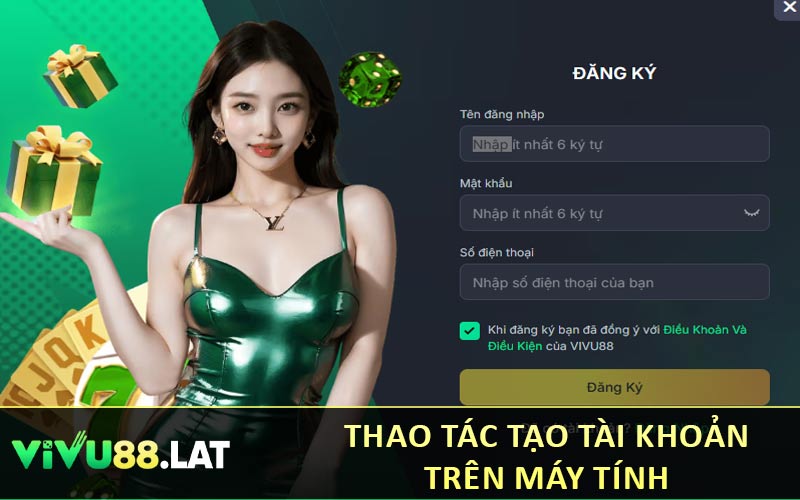 Thao tác tạo tài khoản trên máy tính